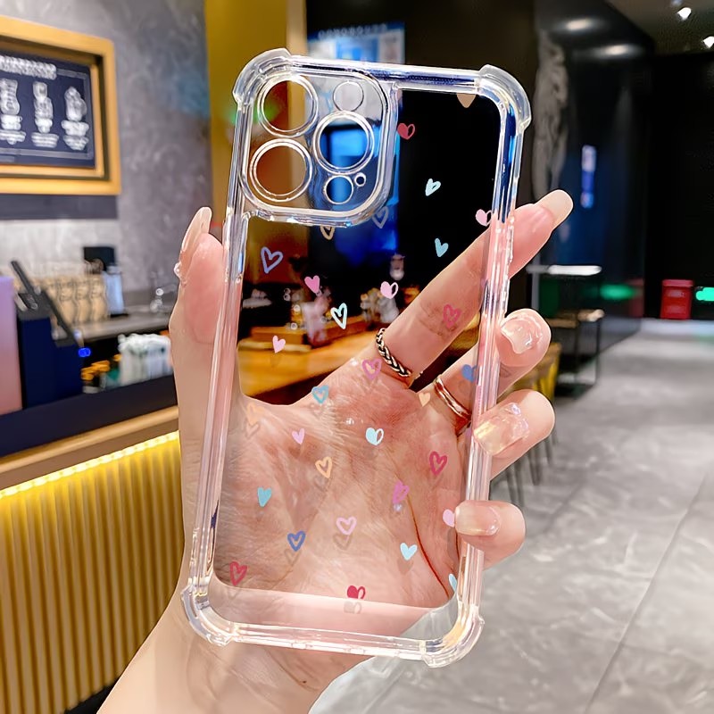 Apple Iphone 15 Pro Max - Transparent Corner Bumper Colorful Hearts Phone